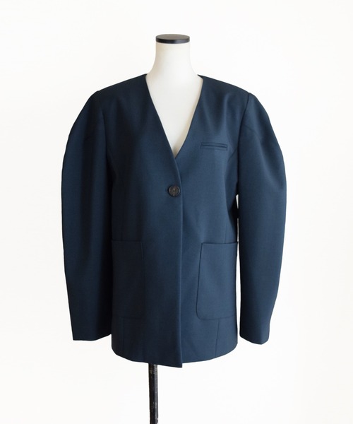 Marient（マリエント）の「マーレノーカラーJK（ノーカラージャケット・レディース・ネイビー/ベージュ・FREE）」の20枚目の写真