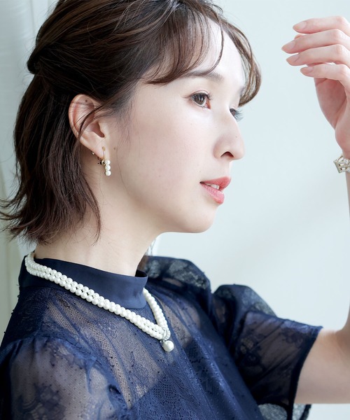 PourVous(プールヴー)の「3粒 パール イヤリング&ピアス 結婚式 同窓会 オケージョン 二次会 (イヤリング・レディース・シルバー/ゴールド・FREE)」の6枚目の写真