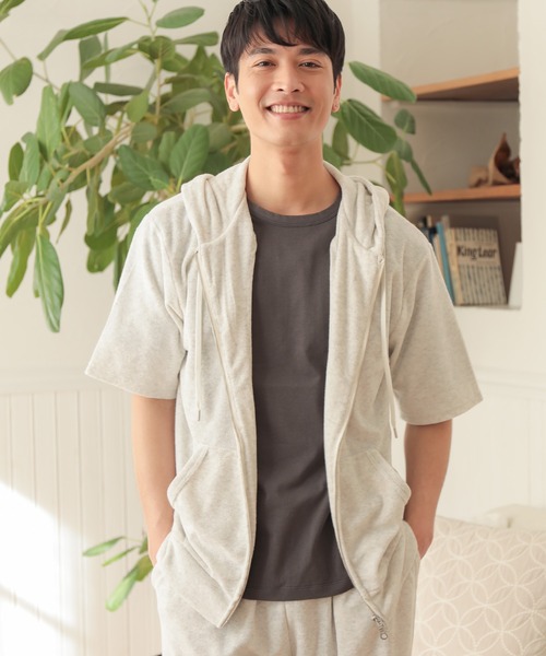 UNION STATION（ユニオンステーション）の「/セットアップ対応/半袖杢パイルパーカー（パーカー・メンズ・ホワイト/ネイビー/その他・LL/M/L）」の2枚目の写真