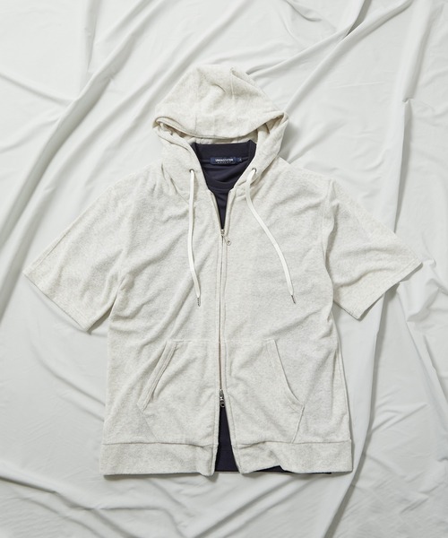 UNION STATION（ユニオンステーション）の「/セットアップ対応/半袖杢パイルパーカー（パーカー・メンズ・ホワイト/ネイビー/その他・LL/M/L）」の14枚目の写真