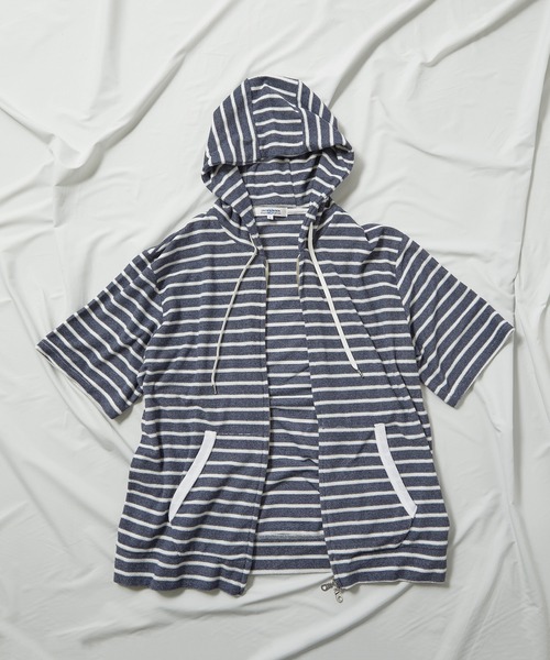 UNION STATION（ユニオンステーション）の「/セットアップ対応/半袖杢パイルパーカー（パーカー・メンズ・ホワイト/ネイビー/その他・LL/M/L）」の7枚目の写真