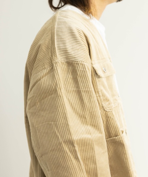 NYLAUS（ナイラス）の「太畝コーデュロイ ノーカラー カバーオールジャケット（カバーオール・メンズ・ブラック/カーキ/アイボリー/ブラウン・LL/M/L）」の11枚目の写真