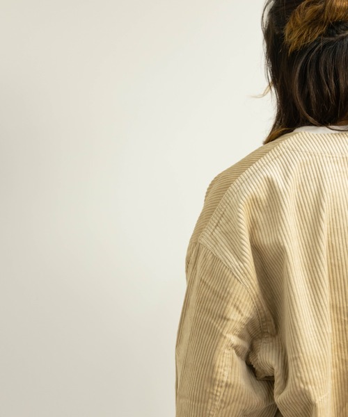 NYLAUS（ナイラス）の「太畝コーデュロイ ノーカラー カバーオールジャケット（カバーオール・メンズ・ブラック/カーキ/アイボリー/ブラウン・LL/M/L）」の13枚目の写真