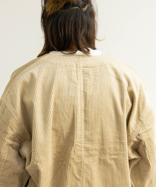 NYLAUS（ナイラス）の「太畝コーデュロイ ノーカラー カバーオールジャケット（カバーオール・メンズ・ブラック/カーキ/アイボリー/ブラウン・LL/M/L）」の14枚目の写真