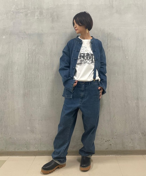 BEARDSLEY（ビアズリー）の「《FRIPIER・ユニセックス》デニムチャイナシャツブルゾン（ブルゾン・レディース・インディゴブルー・FREE）」の4枚目の写真