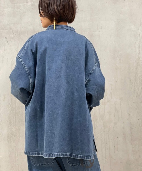 BEARDSLEY（ビアズリー）の「《FRIPIER・ユニセックス》デニムチャイナシャツブルゾン（ブルゾン・レディース・インディゴブルー・FREE）」の9枚目の写真
