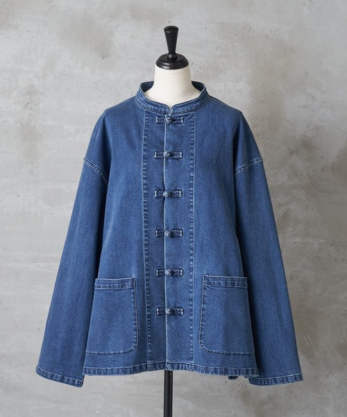 BEARDSLEY（ビアズリー）の「《FRIPIER・ユニセックス》デニムチャイナシャツブルゾン（ブルゾン・レディース・インディゴブルー・FREE）」の11枚目の写真