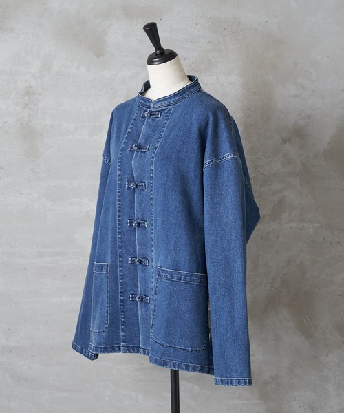 BEARDSLEY（ビアズリー）の「《FRIPIER・ユニセックス》デニムチャイナシャツブルゾン（ブルゾン・レディース・インディゴブルー・FREE）」の17枚目の写真