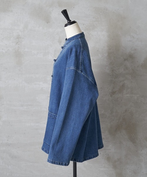 BEARDSLEY（ビアズリー）の「《FRIPIER・ユニセックス》デニムチャイナシャツブルゾン（ブルゾン・レディース・インディゴブルー・FREE）」の2枚目の写真