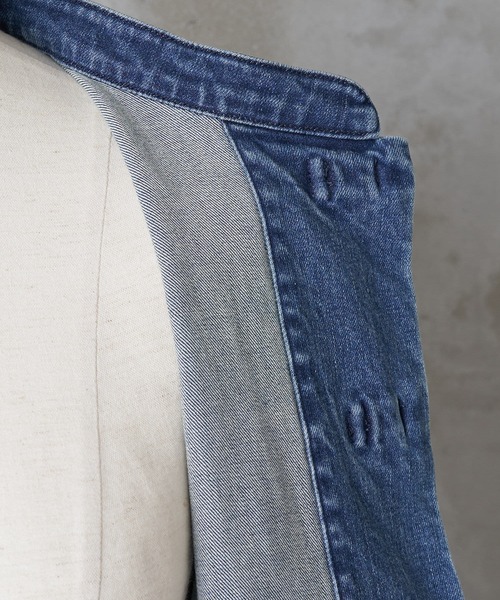 BEARDSLEY（ビアズリー）の「《FRIPIER・ユニセックス》デニムチャイナシャツブルゾン（ブルゾン・レディース・インディゴブルー・FREE）」の3枚目の写真