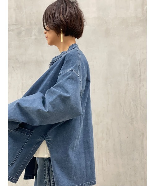 BEARDSLEY（ビアズリー）の「《FRIPIER・ユニセックス》デニムチャイナシャツブルゾン（ブルゾン・レディース・インディゴブルー・FREE）」の20枚目の写真
