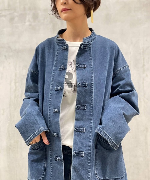 BEARDSLEY（ビアズリー）の「《FRIPIER・ユニセックス》デニムチャイナシャツブルゾン（ブルゾン・レディース・インディゴブルー・FREE）」の21枚目の写真