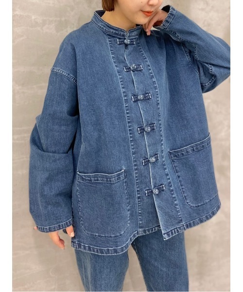 BEARDSLEY（ビアズリー）の「《FRIPIER・ユニセックス》デニムチャイナシャツブルゾン（ブルゾン・レディース・インディゴブルー・FREE）」の22枚目の写真