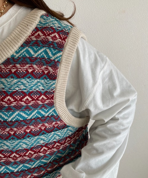 nemne store(ネンネストア)の「2wayジャガードニットベスト(ベスト・レディース・ホワイト系その他/グリーン系その他/パープル系その他・フリー)」の21枚目の写真