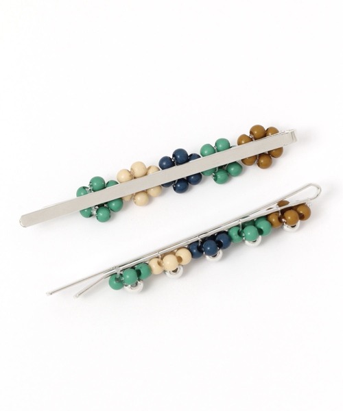 Me%（ミィパーセント）の「☆2点セット☆ビーズフラワーＳＥＴピン（ヘアピン・レディース・ホワイト系その他/グリーン系その他/ピンク系その他・FREE）」の4枚目の写真