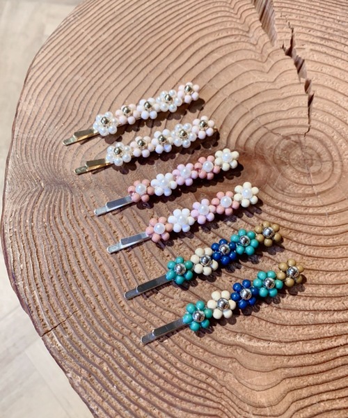 Me%（ミィパーセント）の「☆2点セット☆ビーズフラワーＳＥＴピン（ヘアピン・レディース・ホワイト系その他/グリーン系その他/ピンク系その他・FREE）」の10枚目の写真