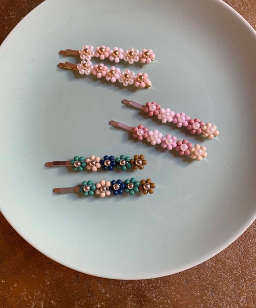 Me%（ミィパーセント）の「☆2点セット☆ビーズフラワーＳＥＴピン（ヘアピン・レディース・ホワイト系その他/グリーン系その他/ピンク系その他・FREE）」の11枚目の写真
