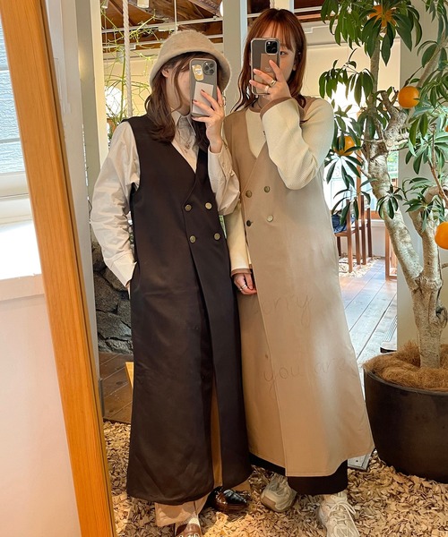apres jour clair(アプレジュールクレア)の「【apres jour clair】ロングジレ(ワンピース・レディース・ベージュ/ダークブラウン/ブラウン系その他・X-LARGE/フリー)」の2枚目の写真