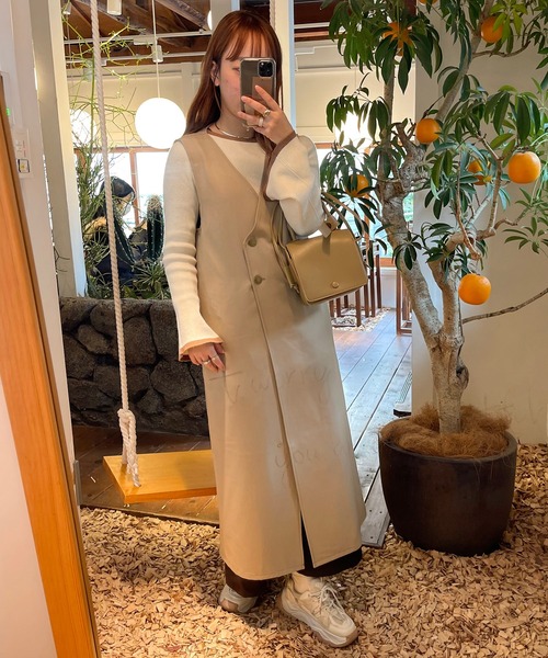フーア♡ロングジレ　ベルト付き　美品 楽天市場】「スーパーSALE10%割引」 ベスト ロング ウール