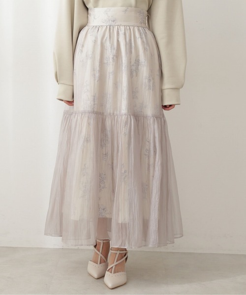 PROPORTION BODY DRESSING（プロポーションボディドレッシング）の「＜Ｅ＞フラワープリントシアーティアードスカート / 1212127100（スカート・レディース・パープル/グレー・SMALL/MEDIUM）」の3枚目の写真