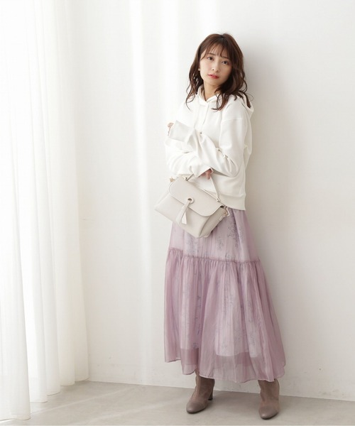 PROPORTION BODY DRESSING（プロポーションボディドレッシング）の「＜Ｅ＞フラワープリントシアーティアードスカート / 1212127100（スカート・レディース・パープル/グレー・SMALL/MEDIUM）」の8枚目の写真