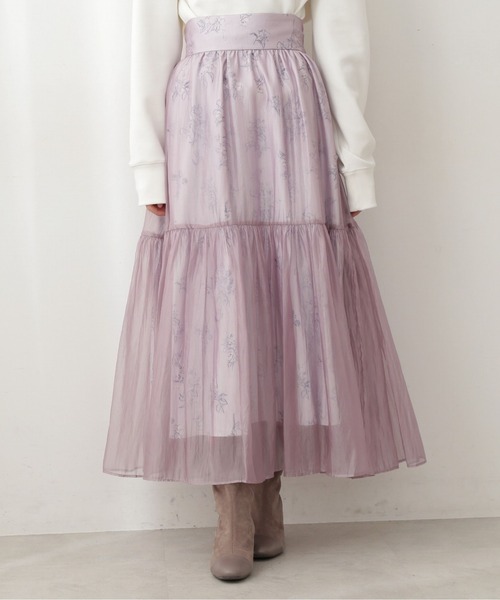 PROPORTION BODY DRESSING（プロポーションボディドレッシング）の「＜Ｅ＞フラワープリントシアーティアードスカート / 1212127100（スカート・レディース・パープル/グレー・SMALL/MEDIUM）」の9枚目の写真