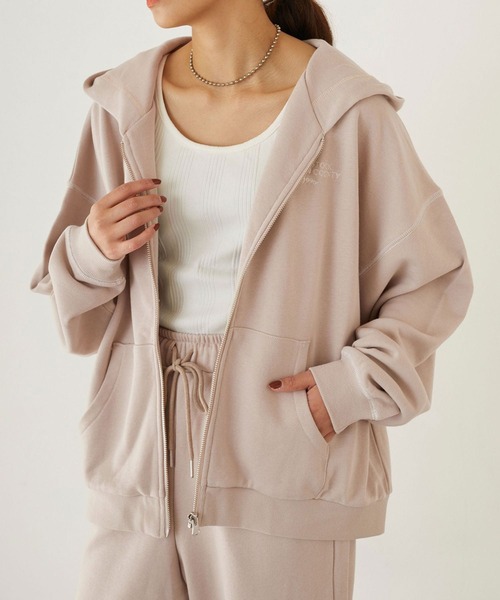 179/WG(イチナナキュウダブルジー)の「配色ステッチフルジップパーカー(パーカー・レディース・チャコールグレー/グレー/グリーン・FREE)」の1枚目の写真