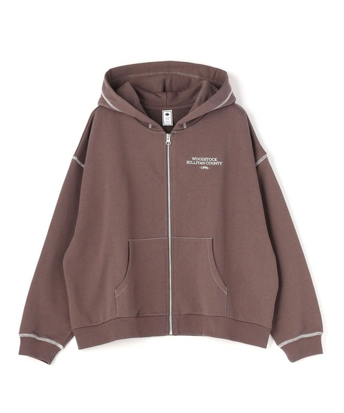 179/WG(イチナナキュウダブルジー)の「配色ステッチフルジップパーカー(パーカー・レディース・チャコールグレー/グレー/グリーン・FREE)」の8枚目の写真