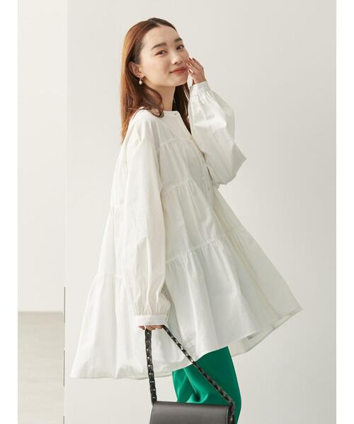 AMERICAN HOLIC（アメリカンホリック）の「ティアードボリュームチュニック（シャツ/ブラウス・レディース・オフホワイト/サックスブルー/チェック・M/L）」の18枚目の写真