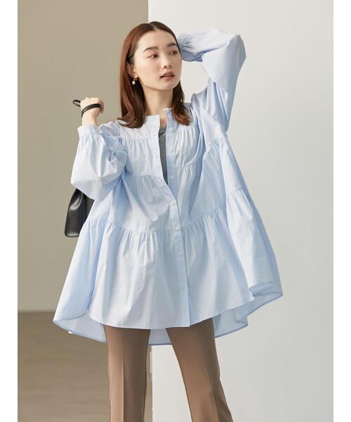 AMERICAN HOLIC（アメリカンホリック）の「ティアードボリュームチュニック（シャツ/ブラウス・レディース・オフホワイト/サックスブルー/チェック・M/L）」の19枚目の写真