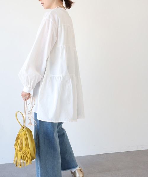 AMERICAN HOLIC（アメリカンホリック）の「ティアードボリュームチュニック（シャツ/ブラウス・レディース・オフホワイト/サックスブルー/チェック・M/L）」の14枚目の写真