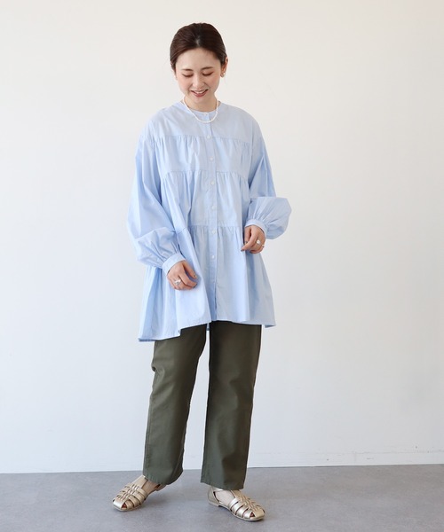 AMERICAN HOLIC（アメリカンホリック）の「ティアードボリュームチュニック（シャツ/ブラウス・レディース・オフホワイト/サックスブルー/チェック・M/L）」の17枚目の写真