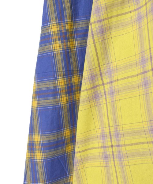 w closet(ダブルクローゼット)の「先染めチェックウエスト切替スクエアネックワンピース(ワンピース・レディース・イエロー/ブルー・FREE)」の8枚目の写真