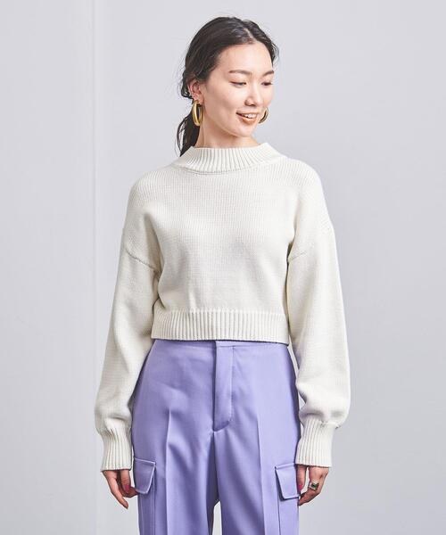 UNITED ARROWS(ユナイテッドアローズ)の「<UNITED ARROWS>C/N ボトルネック ショート ニット W(ニット/セーター・レディース・ホワイト/ライトブルー/ブラック・FREE)」の4枚目の写真