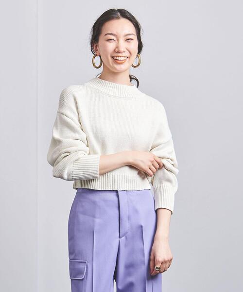 UNITED ARROWS(ユナイテッドアローズ)の「<UNITED ARROWS>C/N ボトルネック ショート ニット W(ニット/セーター・レディース・ホワイト/ライトブルー/ブラック・FREE)」の7枚目の写真