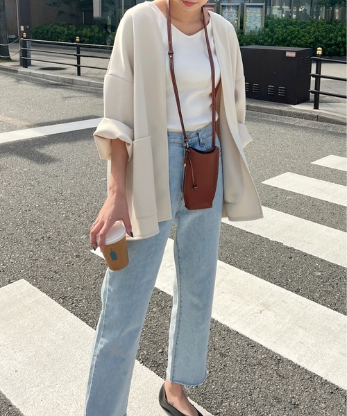 Meli rich(メリーリッチ)の「カットポンチノーカラージャケット(ノーカラージャケット・レディース・ブラック/アイボリー/グレイッシュベージュ・MEDIUM)」の13枚目の写真