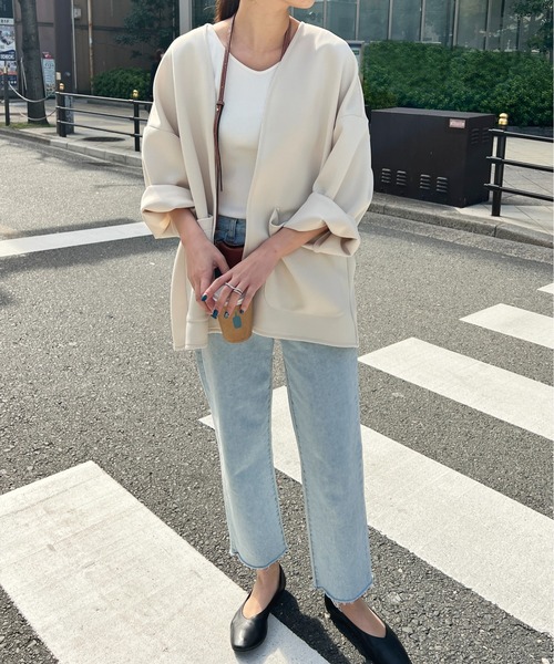 Meli rich(メリーリッチ)の「カットポンチノーカラージャケット(ノーカラージャケット・レディース・ブラック/アイボリー/グレイッシュベージュ・MEDIUM)」の14枚目の写真