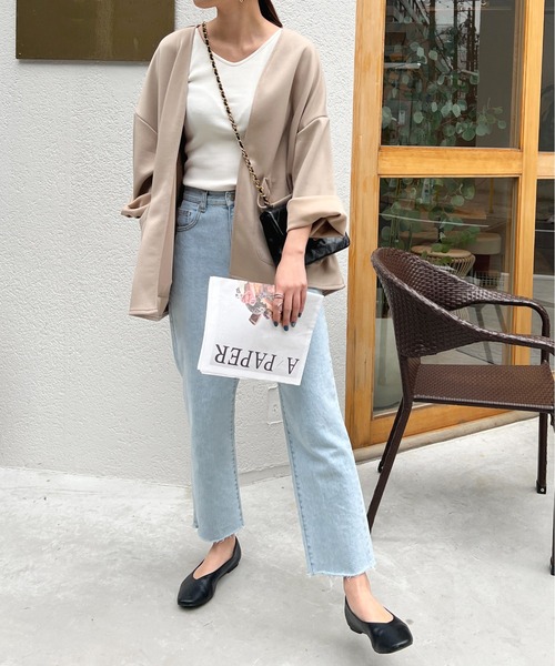 Meli rich(メリーリッチ)の「カットポンチノーカラージャケット(ノーカラージャケット・レディース・ブラック/アイボリー/グレイッシュベージュ・MEDIUM)」の21枚目の写真