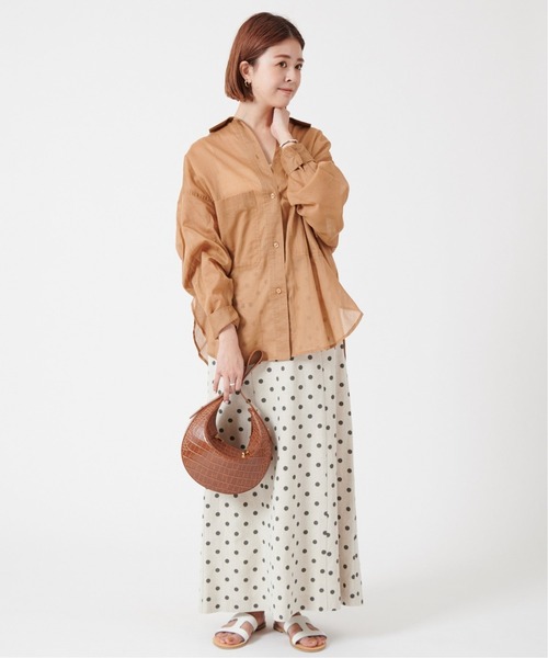 新品タグ付きU by SPICK&SPAN レーヨンリネンドットマキシスカート U by SPICK&SPAN（ユーバイスピックアンドスパン）の「レーヨン