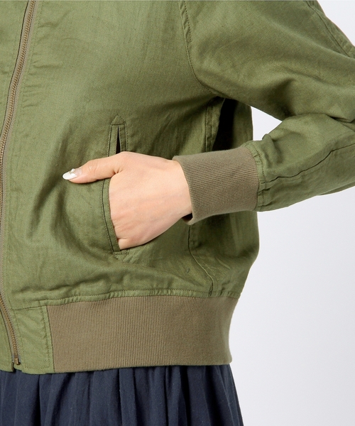 coen（コーエン）の「メンアサヘリンボーンMA-1ブルゾン（MA-1・レディース・オリーブ/ネイビー・MEDIUM/LARGE）」の3枚目の写真