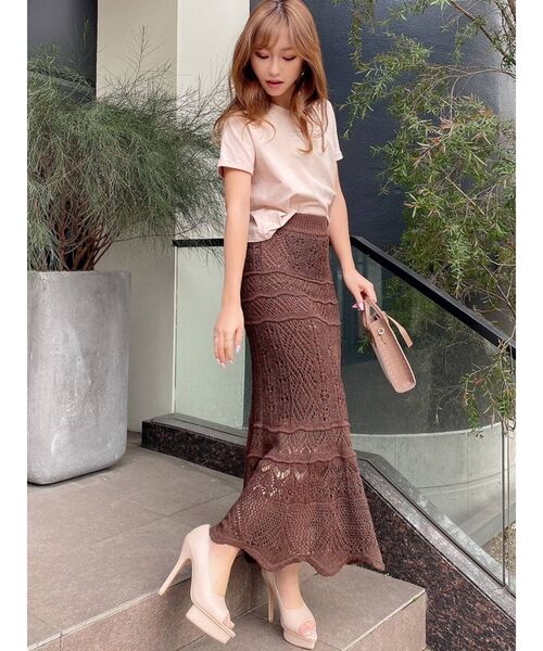 RESEXXY（リゼクシー）の「鈎針マーメイドスカート（スカート・レディース・ブラック/ベージュ/ブラウン/アイボリー・FREE）」の9枚目の写真