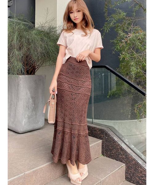 RESEXXY（リゼクシー）の「鈎針マーメイドスカート（スカート・レディース・ブラック/ベージュ/ブラウン/アイボリー・FREE）」の10枚目の写真