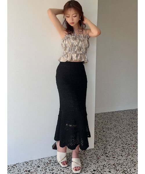 RESEXXY（リゼクシー）の「鈎針マーメイドスカート（スカート・レディース・ブラック/ベージュ/ブラウン/アイボリー・FREE）」の14枚目の写真