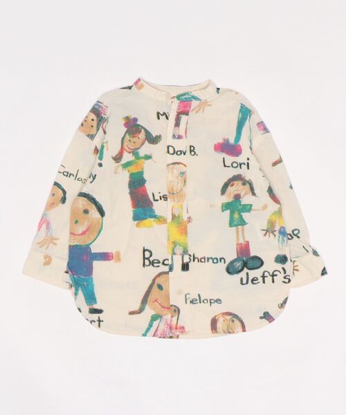 DENIM DUNGAREE(デニムダンガリー)の「復刻版 シーチング DRAWING ノーカラー シャツ(シャツ/ブラウス・キッズ・アイボリー・100/110/120)」の2枚目の写真