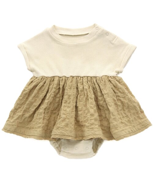 Ampersand（アンパサンド）の「premier ドッキングワンピロンパース（ロンパース・キッズ・ライトグレー/ブラウン/アイボリー・80/70/60）」の2枚目の写真