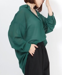 Salong hameu（サロン ハミュー）の「ゆるシルエット シフォンシースルーシャツ/シアーシャツ/無地（シャツ/ブラウス）」