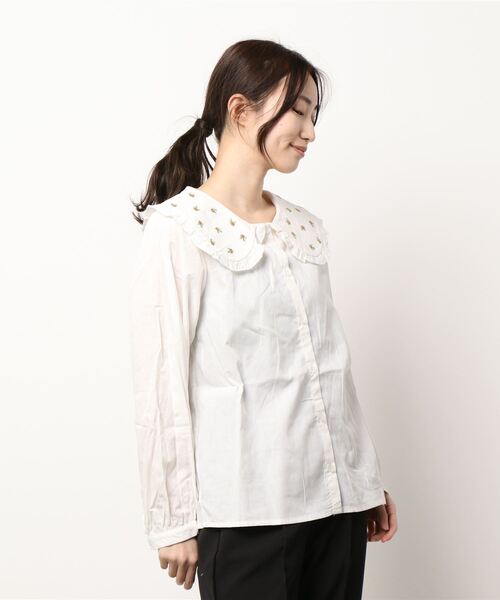 ehka sopo（エヘカソポ）の「飛び刺繍衿ブラウス（シャツ/ブラウス・レディース・オフホワイト/ラベンダー/キナリ・ﾌﾘ-）」の7枚目の写真