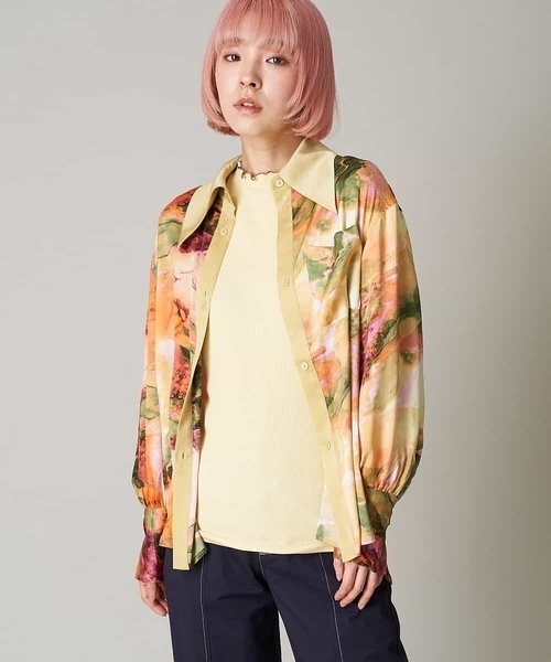 A de a.v.v（アードアー・ヴェ・ヴェ）の「ビッグ襟柄シャツ（シャツ/ブラウス・レディース・イエロー/ブルー・38/36）」の6枚目の写真