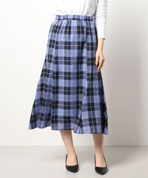 Samansa Mos2 blue | チェック柄ギャザースカート(スカート)