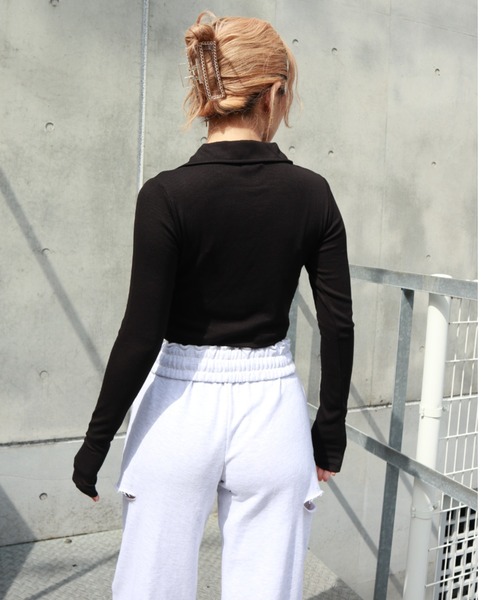 FIG&VIPER（フィグアンドバイパー）の「衿付きcomfyTOP（Tシャツ/カットソー・レディース・ホワイト/ライトグレー/ブラック・FREE）」の17枚目の写真